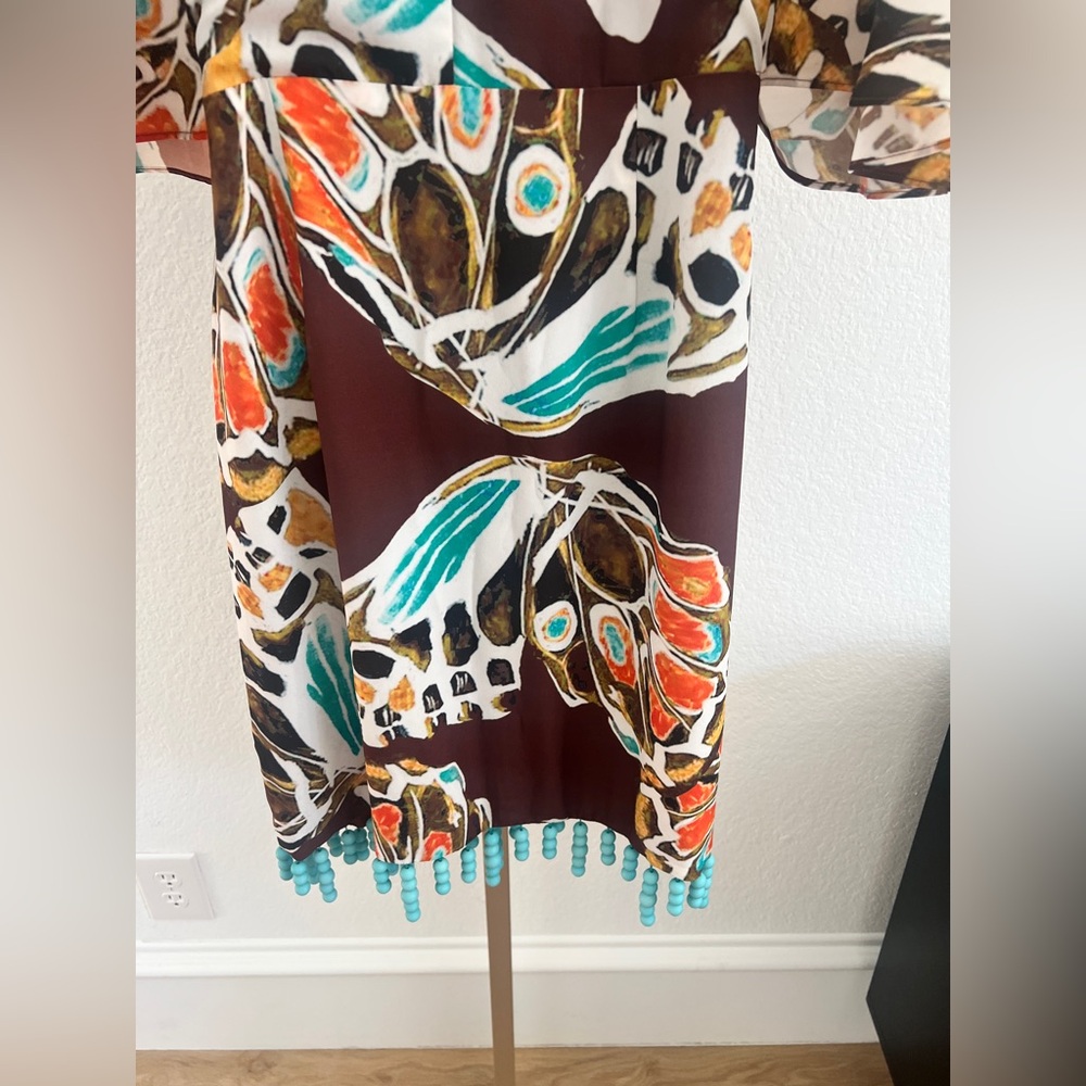 SOLD. Hutch Beaded Wrap Dress Metallic Detail Midi NWT Size Small Cocktail - Picture 7 of 11